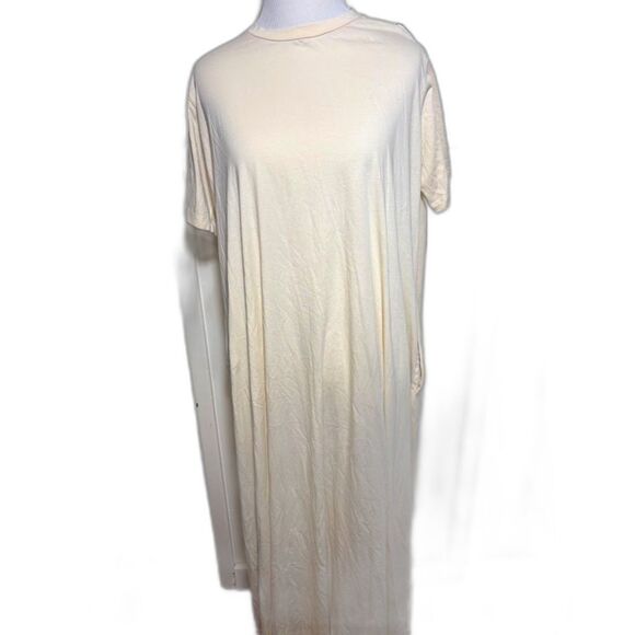 Demylee Sarah T shirt Dress Buttermilk Midi Small Oversized Minimalist Cotton - Picture 2 of 6